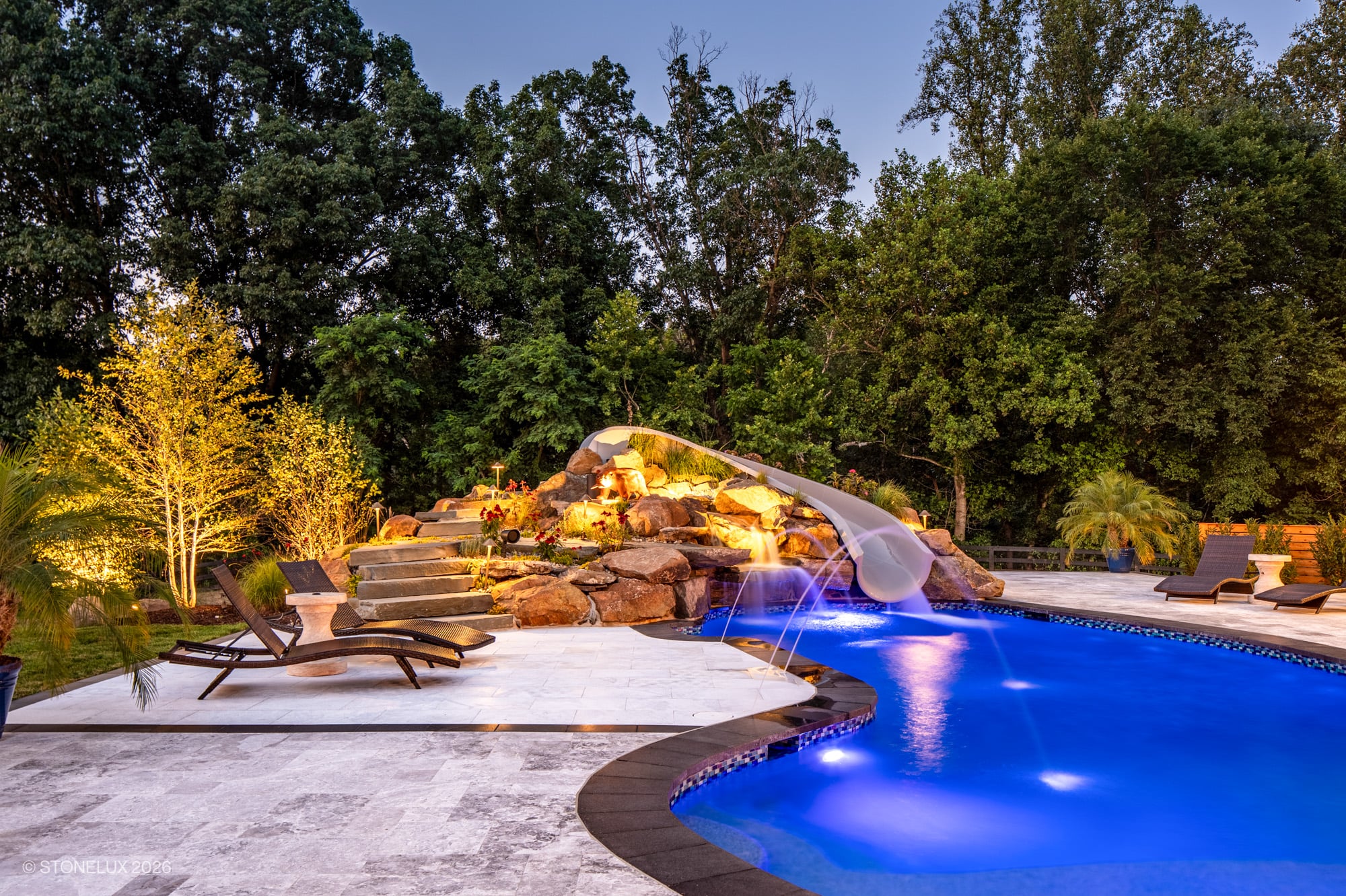 Backyard Oasis in McLean VA: Luxury with Tundra Grey Marble